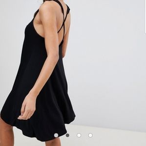 Cross back black dress